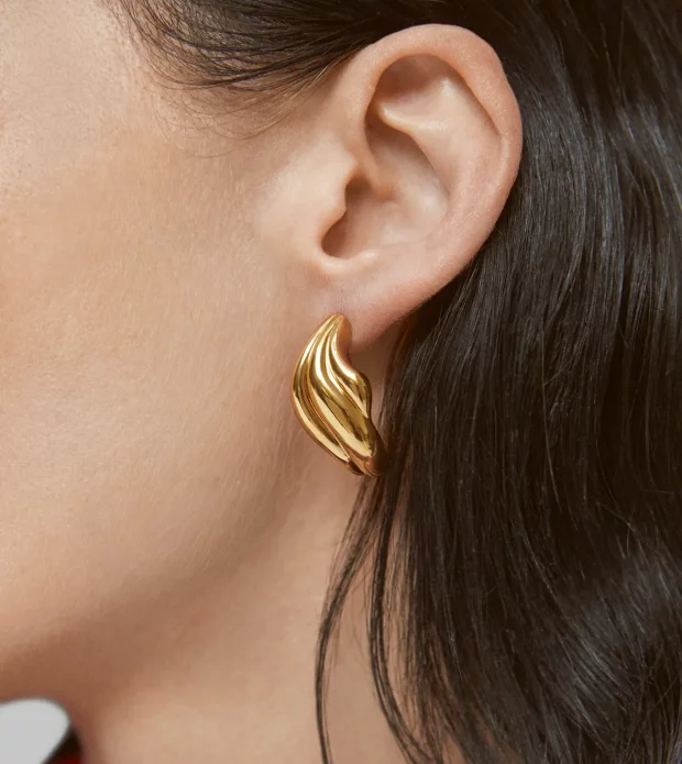 Gold Leaf Stud Earrings - 图片 2