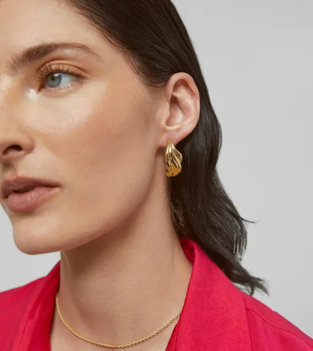 Gold Leaf Stud Earrings - 图片 3