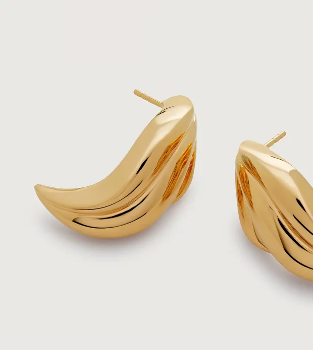 Gold Leaf Stud Earrings - 图片 4