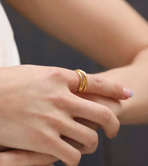 Golden Stack Ring - 图片 4