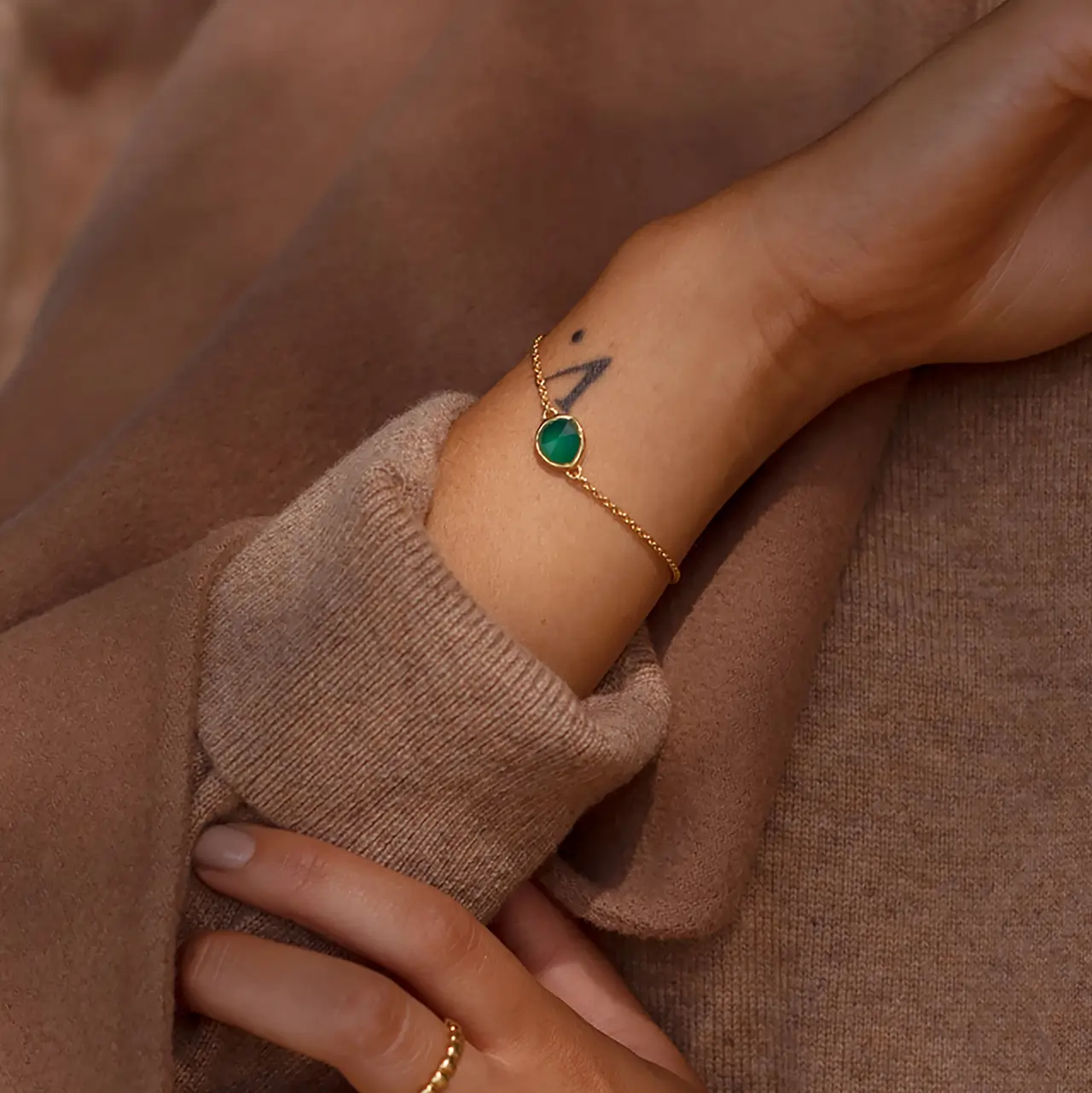 Green Onyx Chain Bracelet - 图片 2