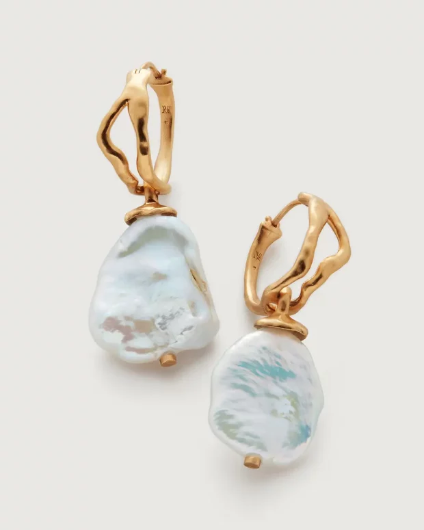 Large Pearl Hoop Earrings - 图片 3