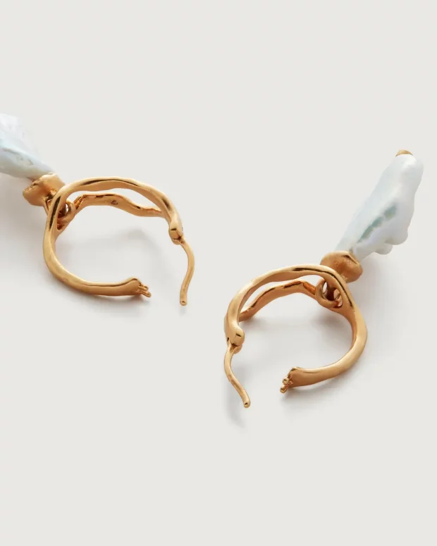 Large Pearl Hoop Earrings - 图片 4