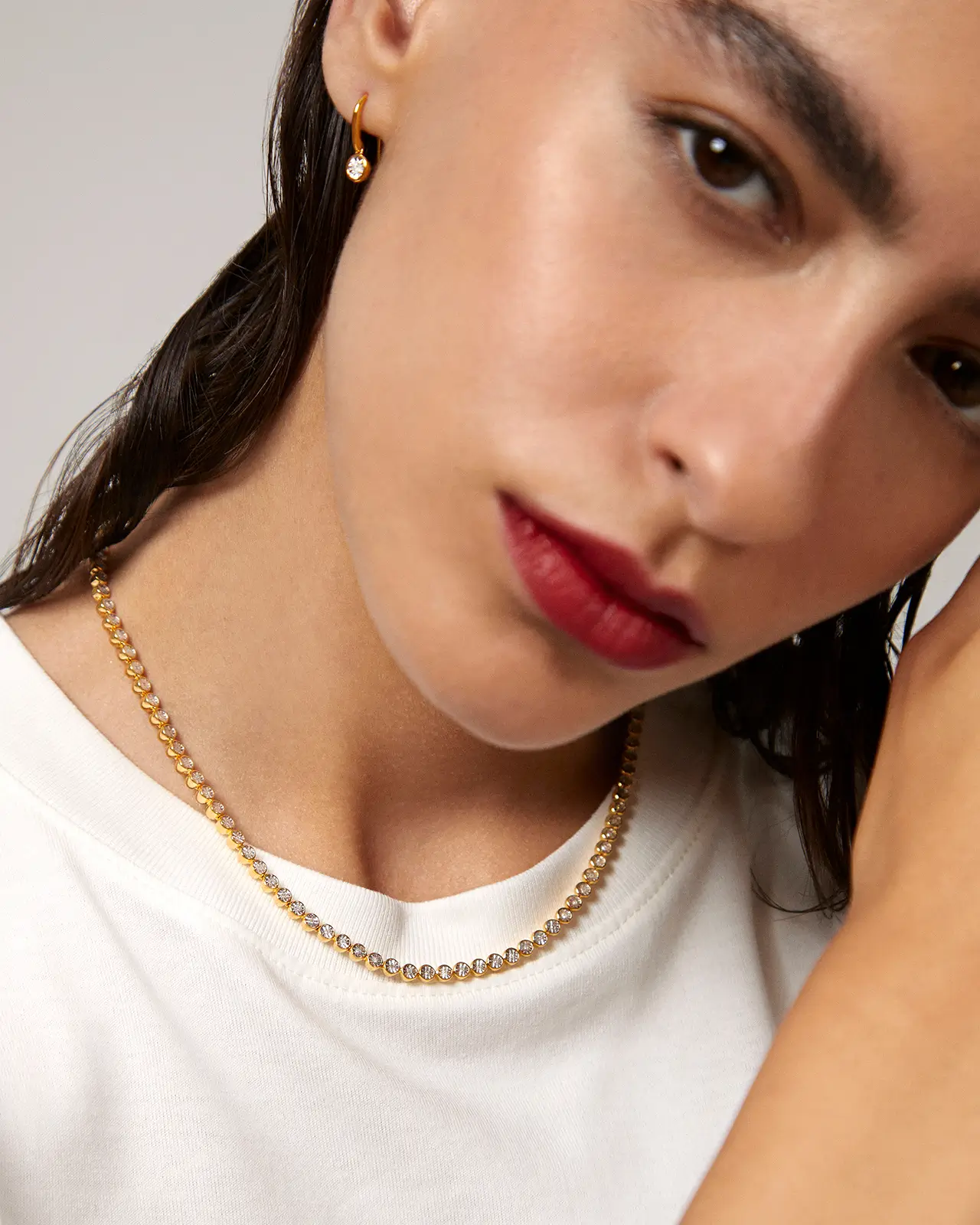 Many Diamonds Necklace And Arch Gold Cuff - 图片 3